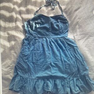 Blue Halter Neck Dress